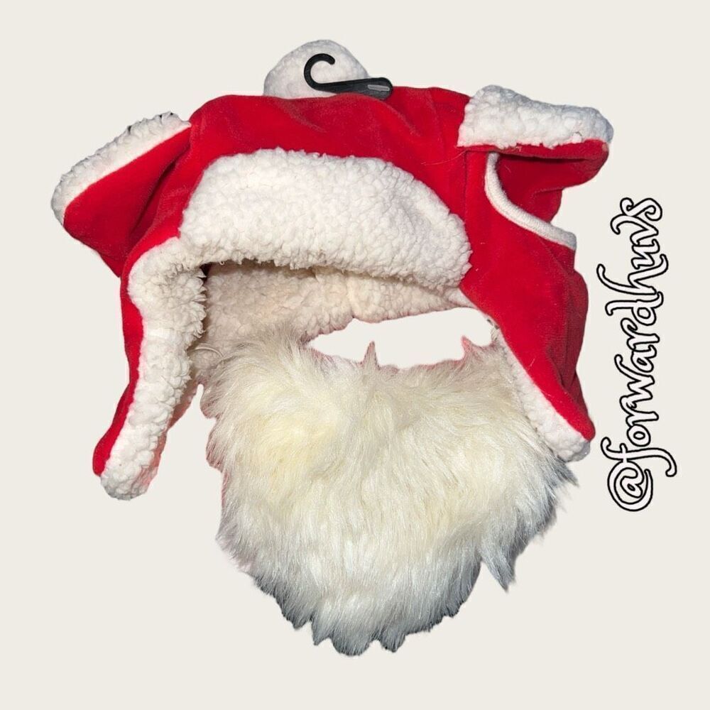Santa Hat with Beard for XL Dog  **View Photos of Inside of beard** Damage